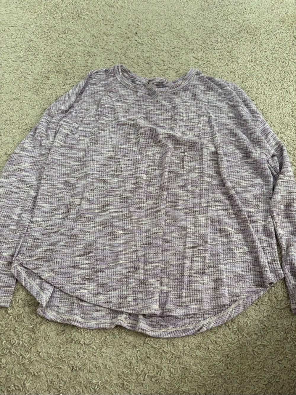 Light Purple Long Sleeve Waffle Knit Sweater